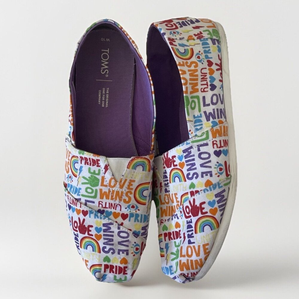 TOMS Alpargatas Rainbow Equality Pride Slip-On Sneakers Shoes Women‎ 10